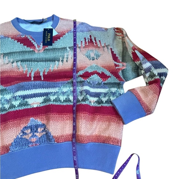 Polo Ralph Lauren Womens Size Med Southwestern Fleece Sweatshirt Multi BCN Print - Picture 6 of 12